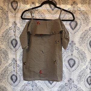 Collective‎ Concepts Floral Stripe Off Shoulder Top Size Large